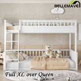 Bellemave® Full XL over Queen Bunk Bed with Ladder and Guardrails - Bellemave